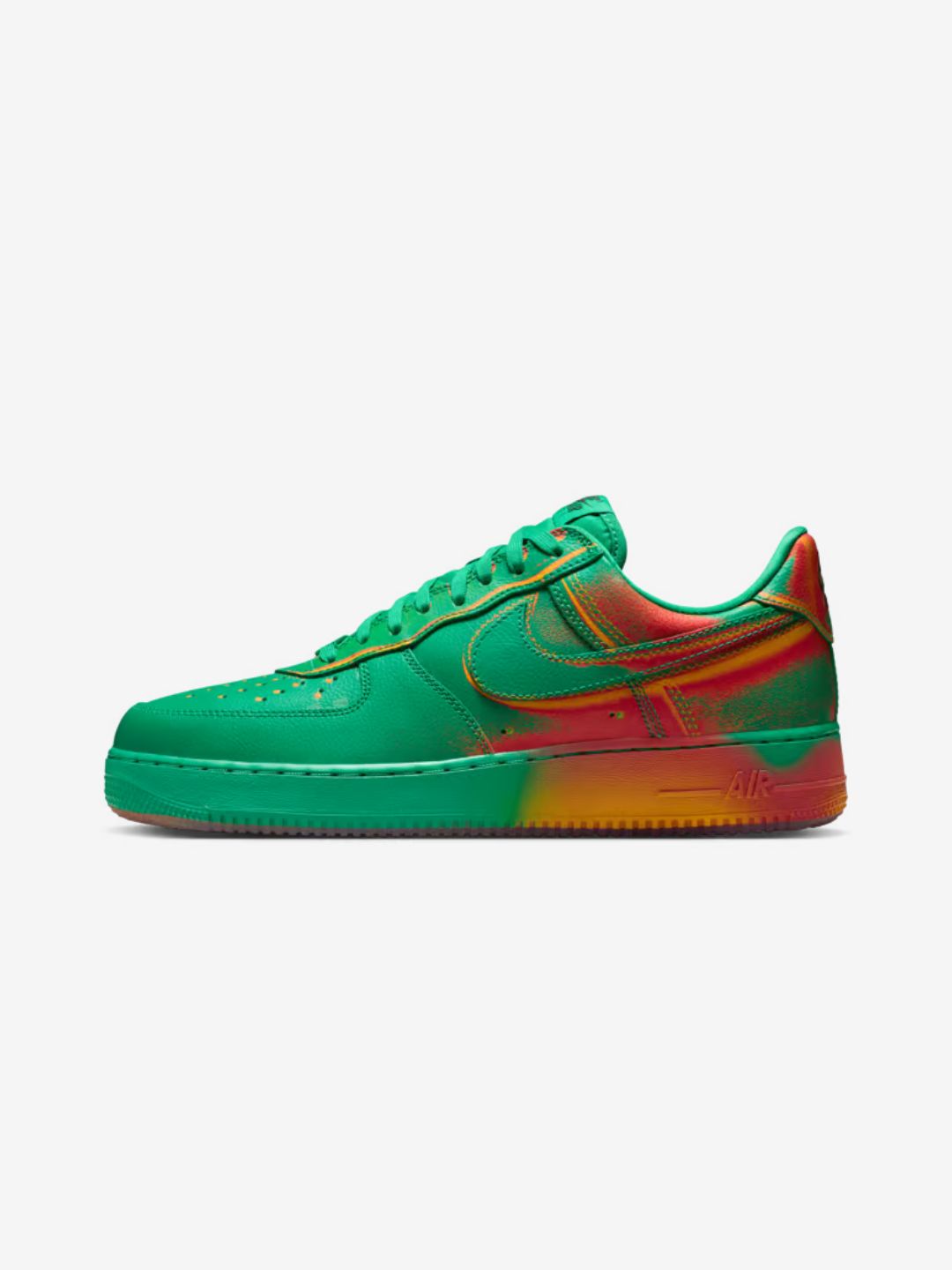 Nike Air Force 1 Low Stadium Green Crimson sneakers basse uomo e donna pelle verde rosso, vista laterale