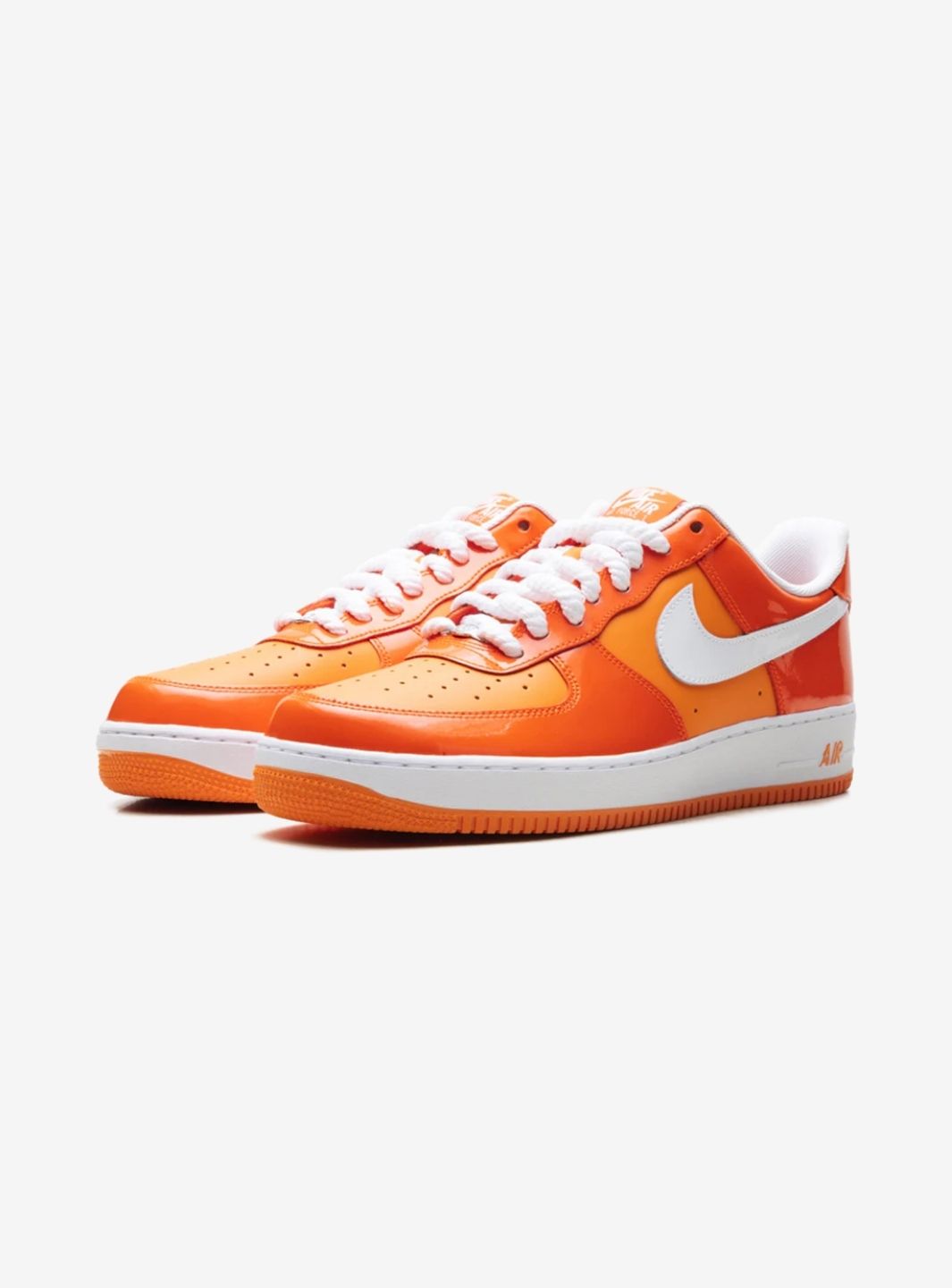 Nike Air Force 1 Low Orange White Patent sneakers basse uomo e donna pelle bianco arancione, vista frontale