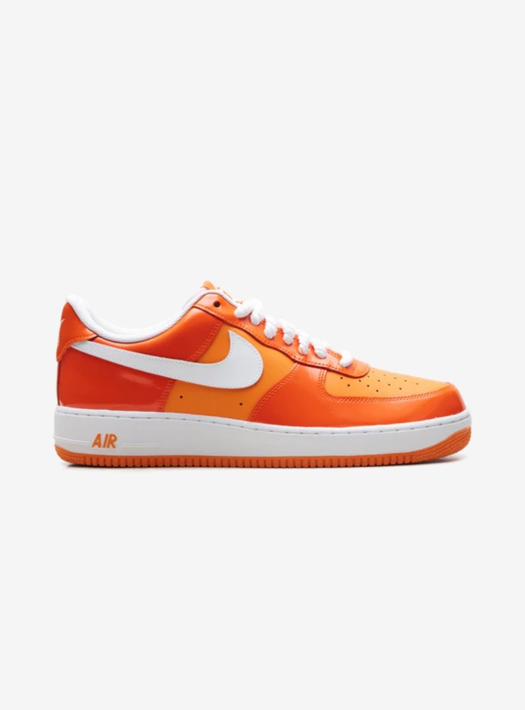 Nike Air Force 1 Low Orange White Patent sneakers basse uomo e donna pelle bianco arancione, dettaglio tomaia