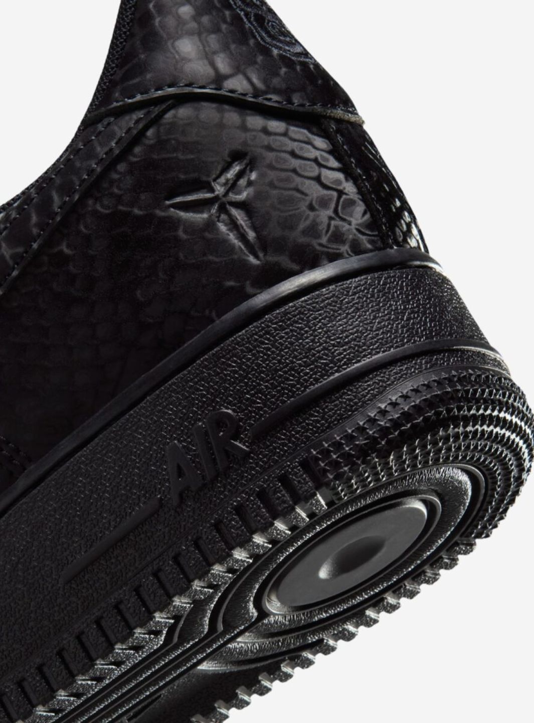 Nike Air Force 1 Low Kobe Bryant Forever Black sneakers basse uomo e donna pelle nero, dettaglio tomaia