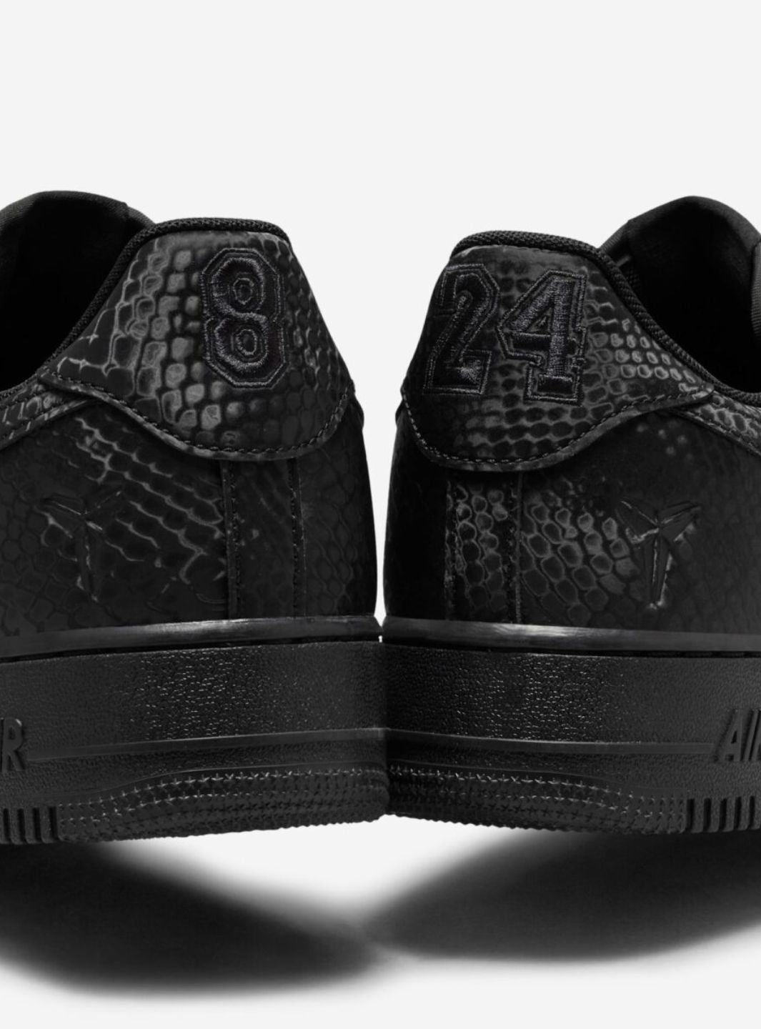 Nike Air Force 1 Low Kobe Bryant Forever Black sneakers basse uomo e donna pelle nero, dettaglio tallone