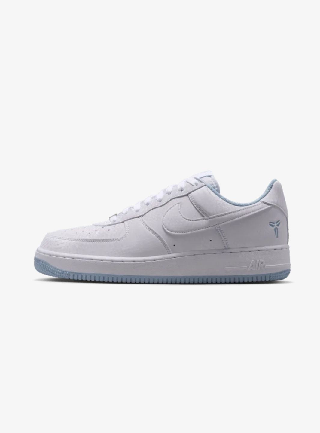 Nike Air Force 1 Low Kobe Bryant Forever White Armory Blue sneakers basse uomo e donna pelle bianco blu, vista laterale