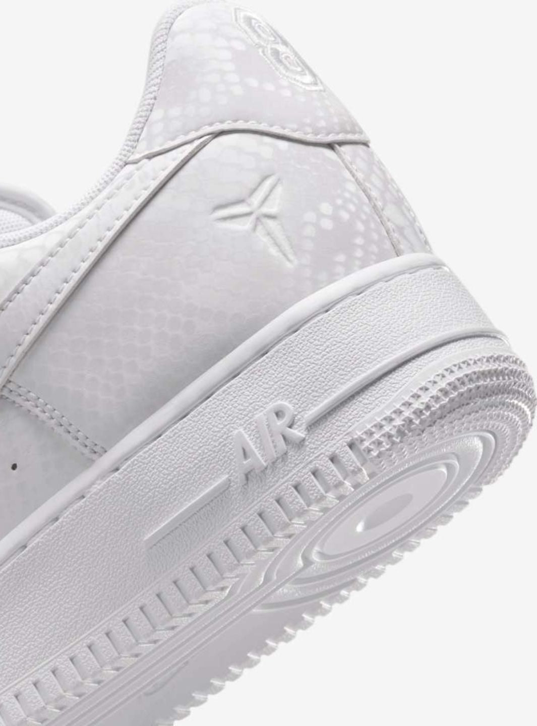 Nike Air Force 1 Low Kobe Bryant Forever White sneakers basse uomo e donna pelle bianco, dettaglio tomaia