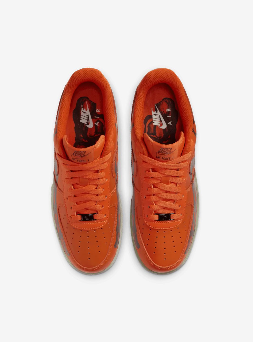Nike Air Force 1 Low Orange Skeleton Halloween (2020) sneakers basse uomo e donna pelle arancione nero, dettaglio tomaia