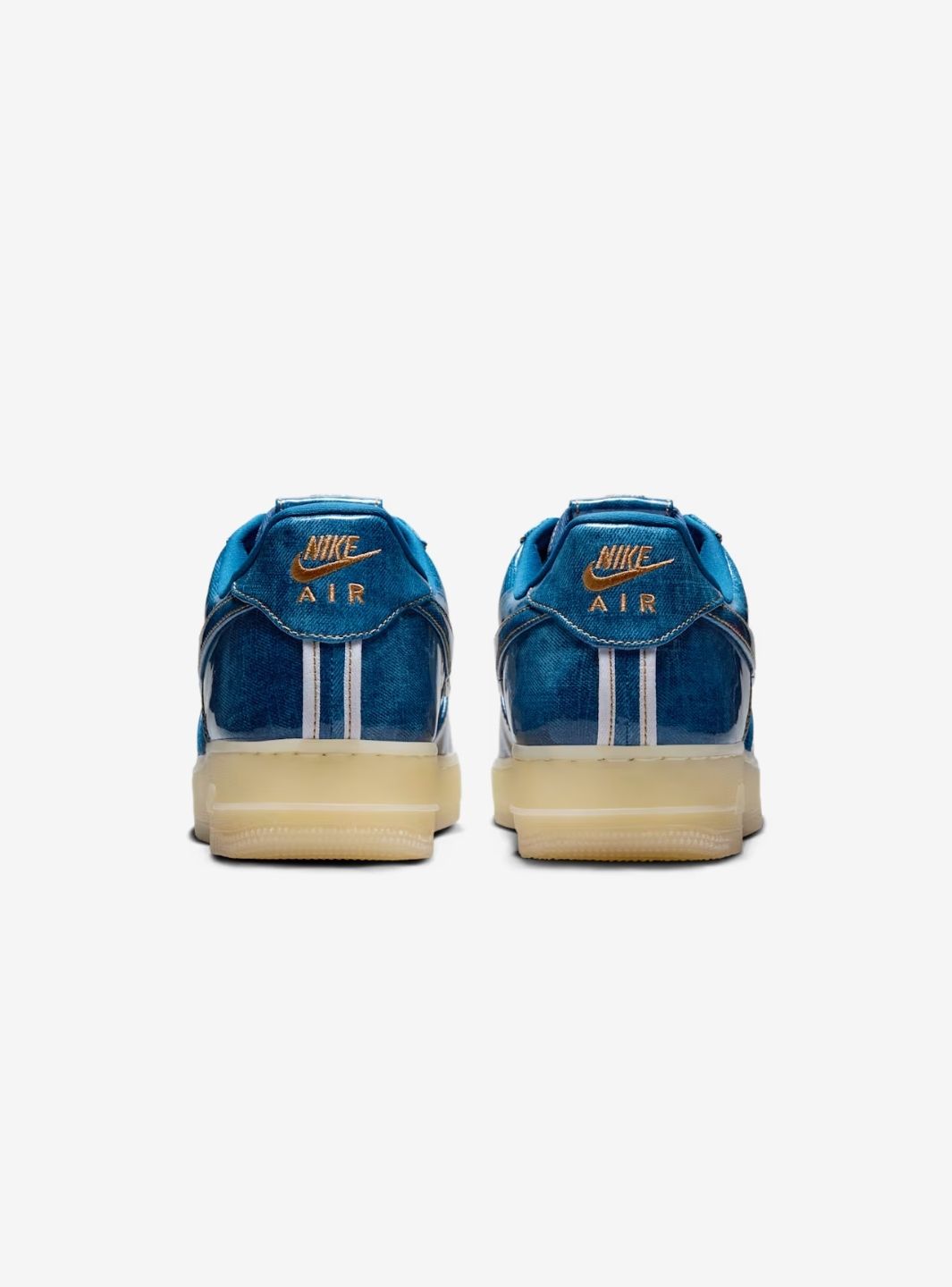 Nike Air Force 1 Low Patent Denim sneakers basse uomo e donna pelle blu, dettaglio suola