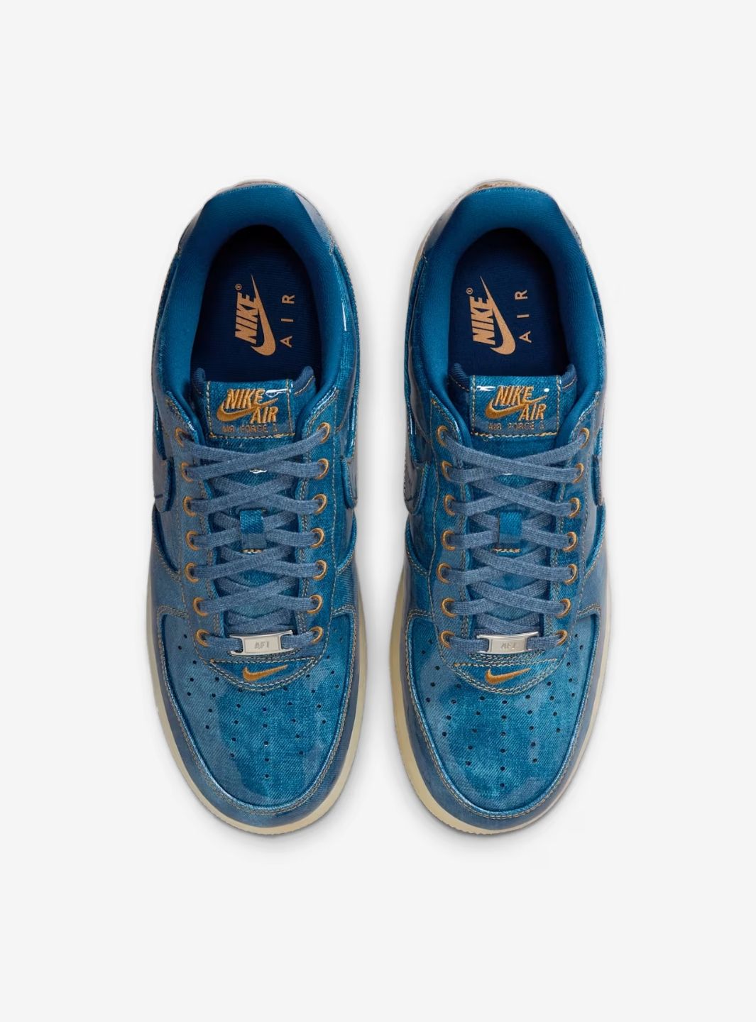 Nike Air Force 1 Low Patent Denim sneakers basse uomo e donna pelle blu, vista posteriore