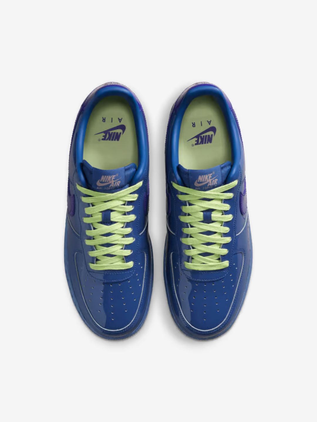 Nike Air Force 1 Low Patent Leather Mystic Navy Grape Ice sneakers basse uomo e donna pelle blu, vista posteriore