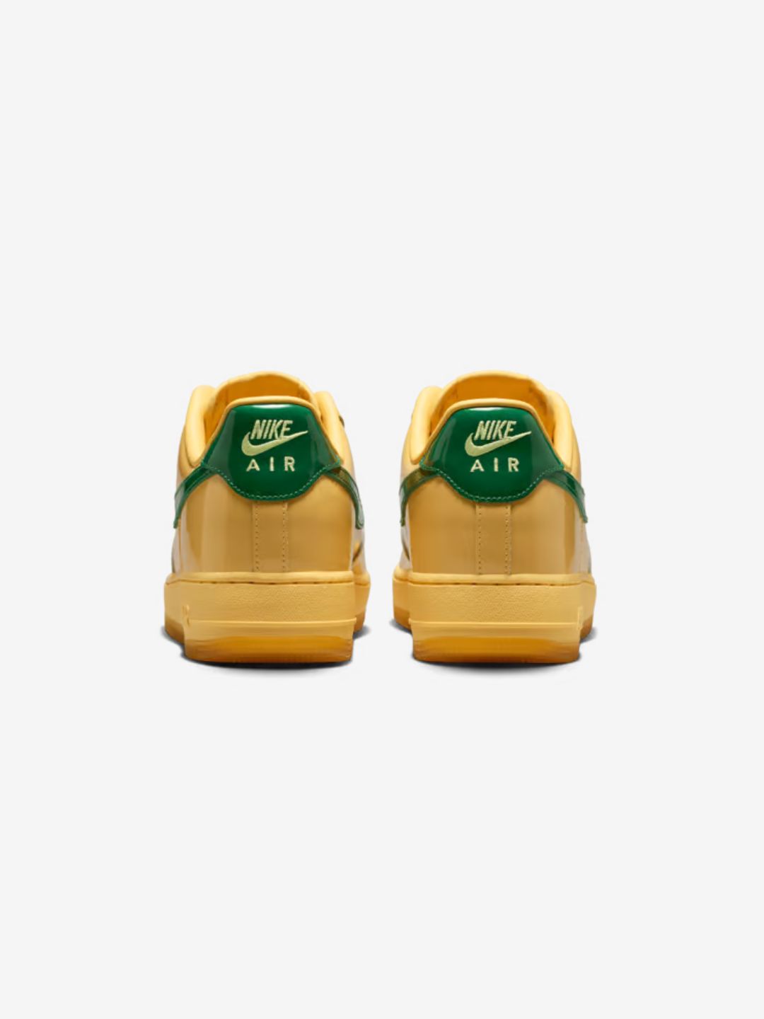Nike Air Force 1 Low Patent Leather Topaz Gold Pine Green sneakers basse uomo e donna pelle verde oro, vista dall'alto