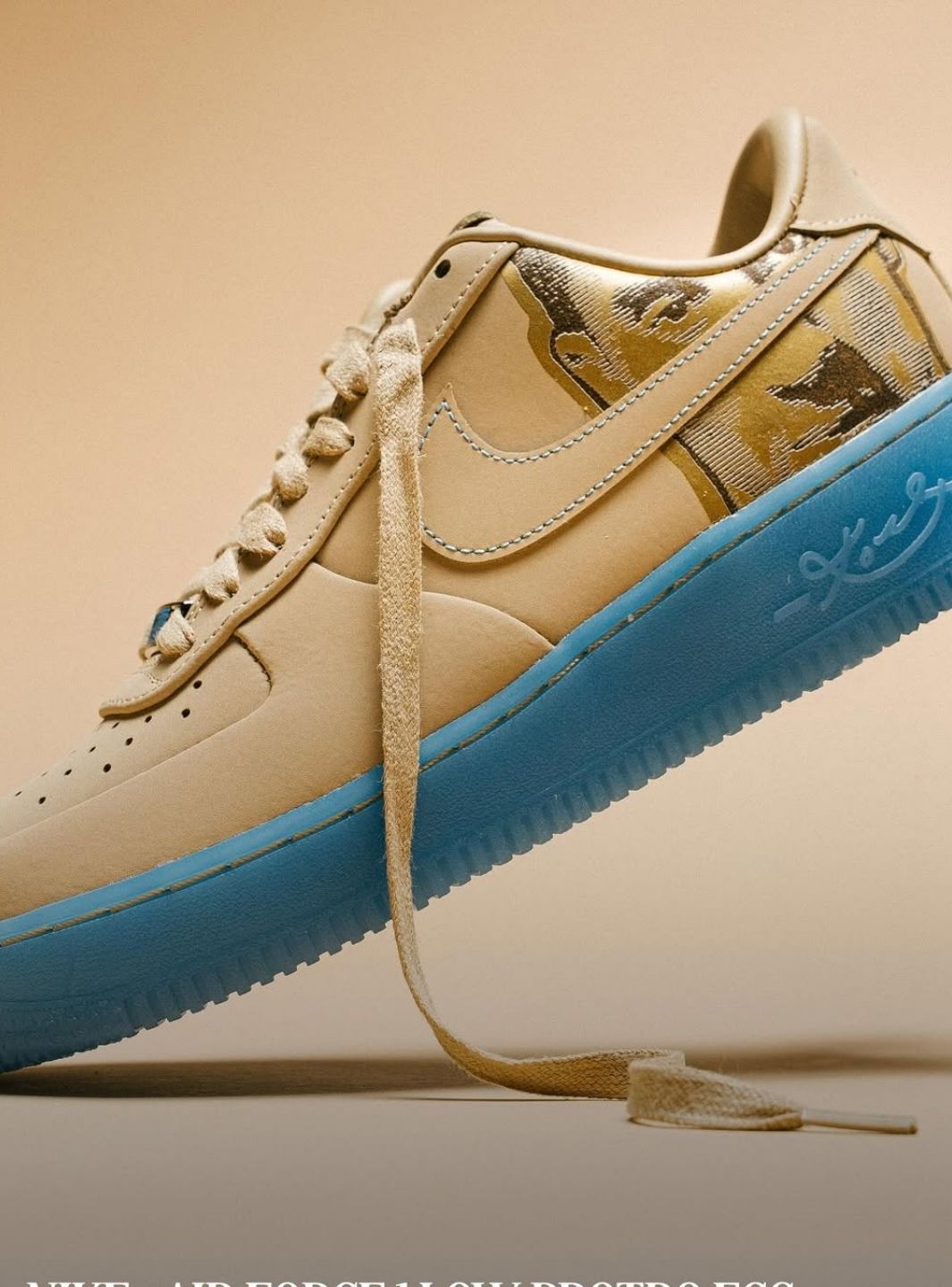 Nike Air Force 1 Low Kobe Bryant Linen sneakers basse uomo e donna pelle beige, vista posteriore
