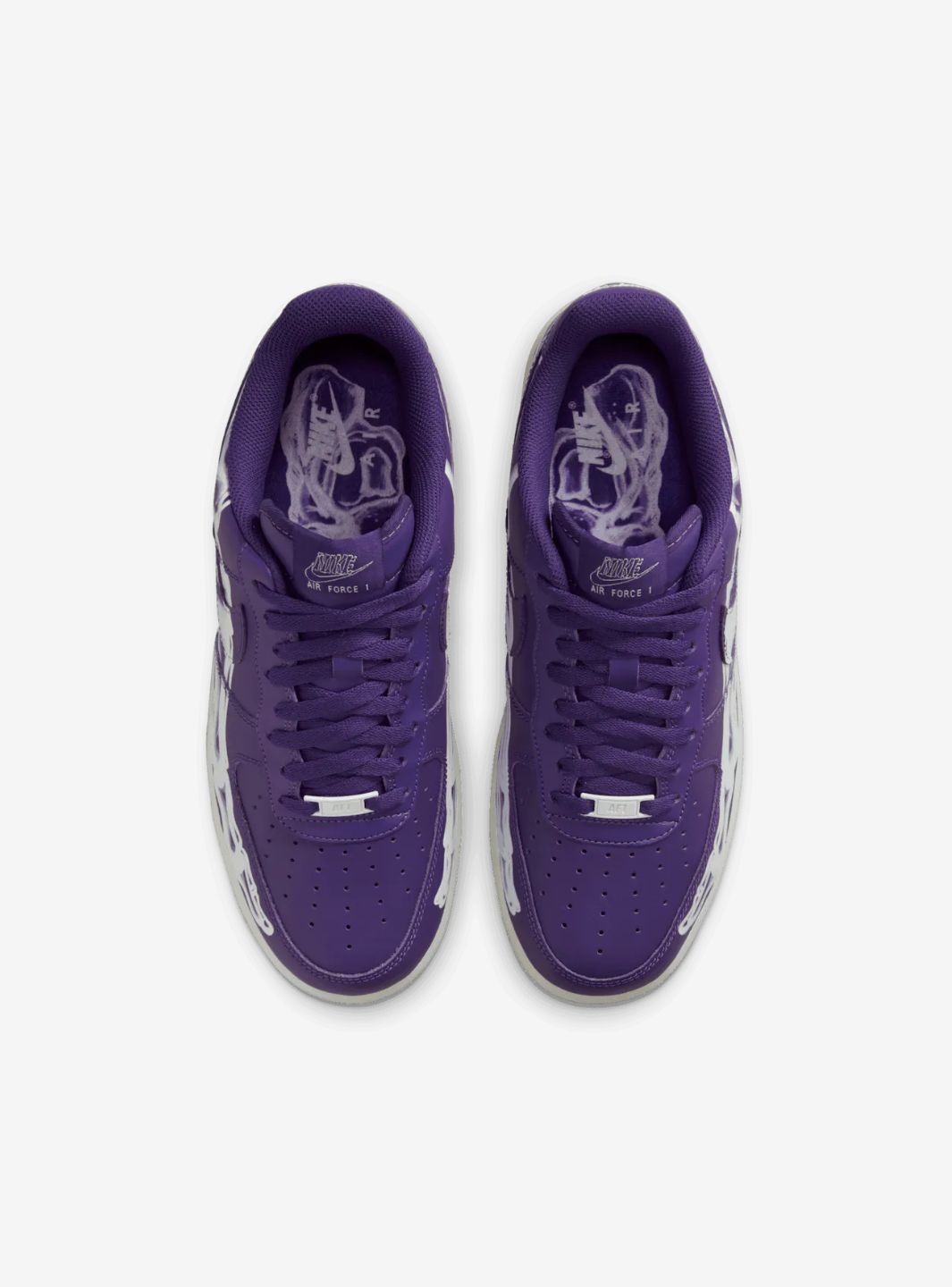 Nike Air Force 1 Low Purple Skeleton Halloween (2021) sneakers basse uomo e donna pelle viola nero, dettaglio tomaia