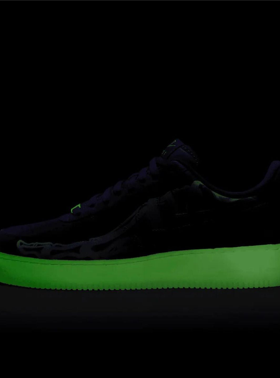 Nike Air Force 1 Low Purple Skeleton Halloween (2021) sneakers basse uomo e donna pelle viola nero, vista laterale