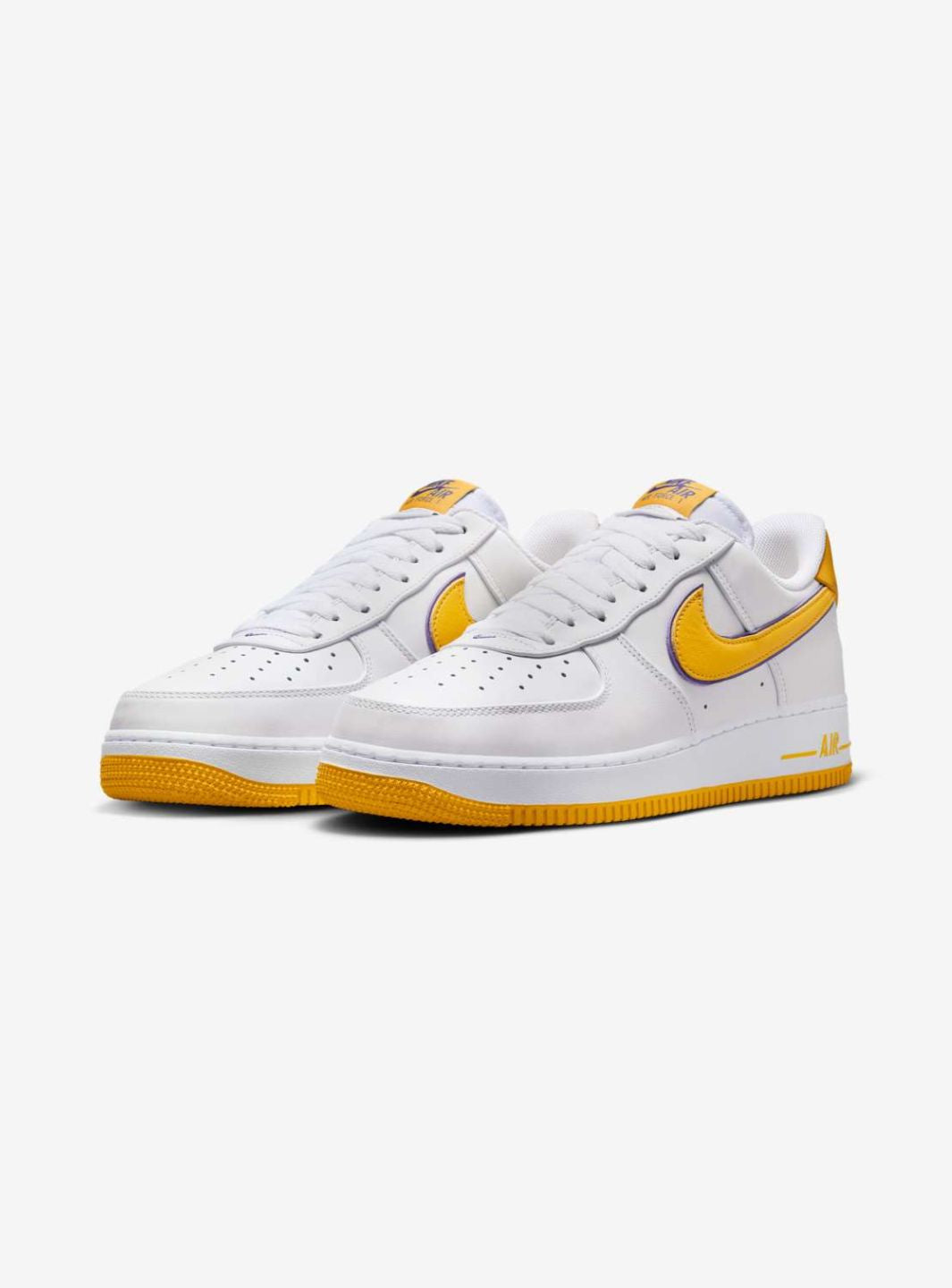 Nike Air Force 1 Low Kobe Bryant Lakers Home sneakers basse uomo e donna pelle giallo viola, vista frontale