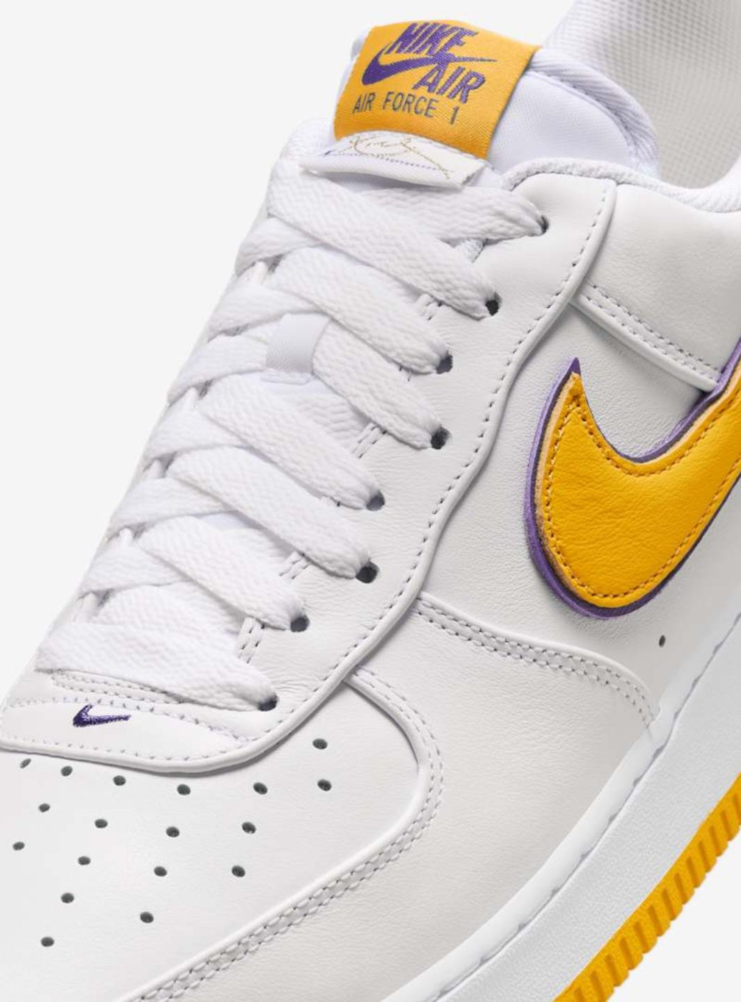 Nike Air Force 1 Low Kobe Bryant Lakers Home sneakers basse uomo e donna pelle giallo viola, dettaglio suola