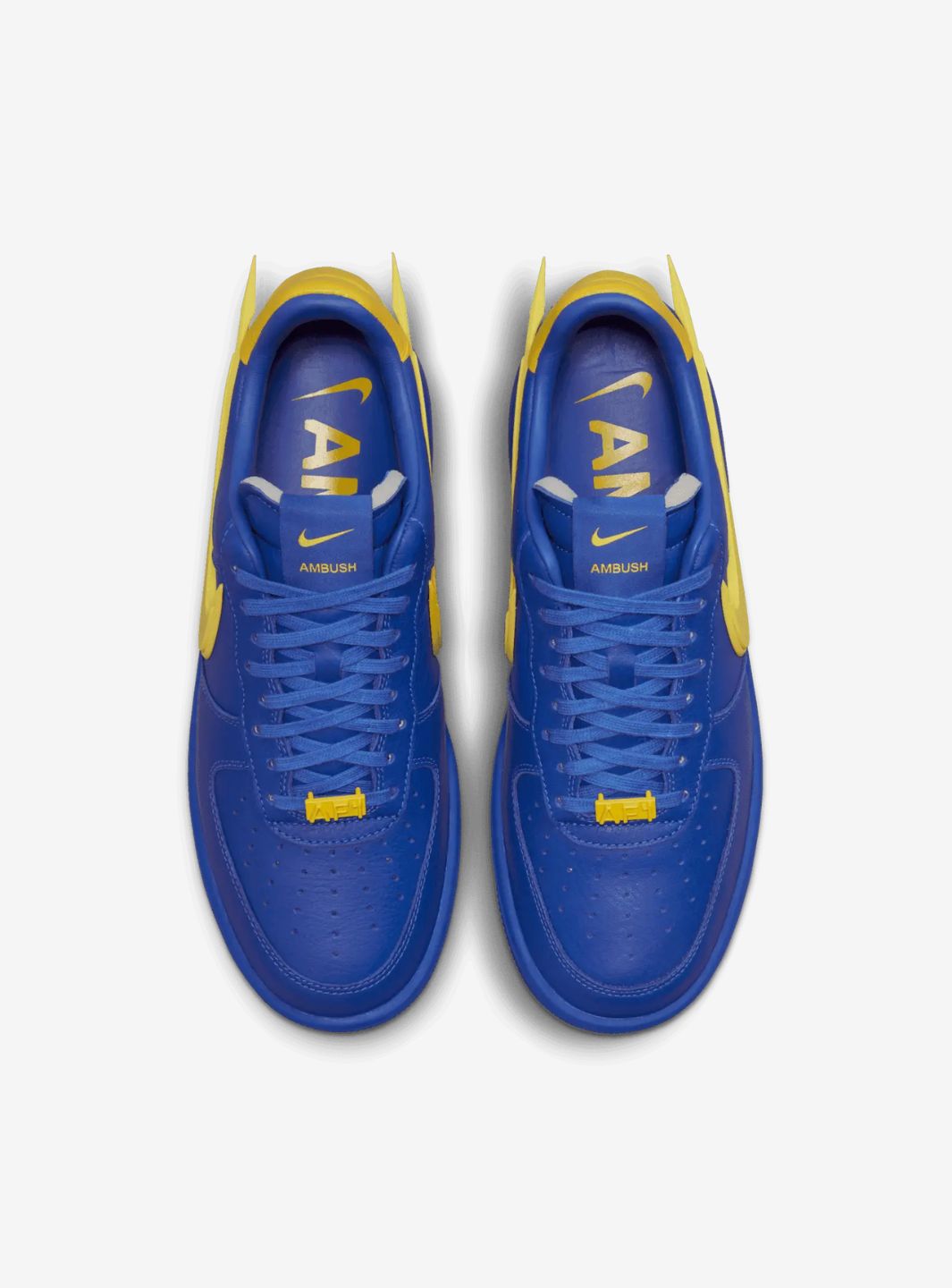 Nike Air Force 1 Low AMBUSH Game Royal sneakers basse uomo e donna pelle blu, vista dall'alto