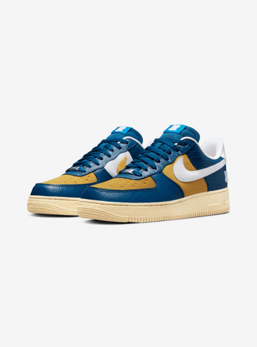 Nike Air Force 1 Low Undefeated 5 On It Blue Yellow Croc sneakers basse uomo e donna pelle blu giallo, vista frontale
