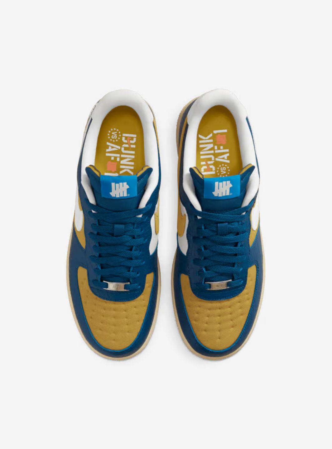 Nike Air Force 1 Low Undefeated 5 On It Blue Yellow Croc sneakers basse uomo e donna pelle blu giallo, vista posteriore