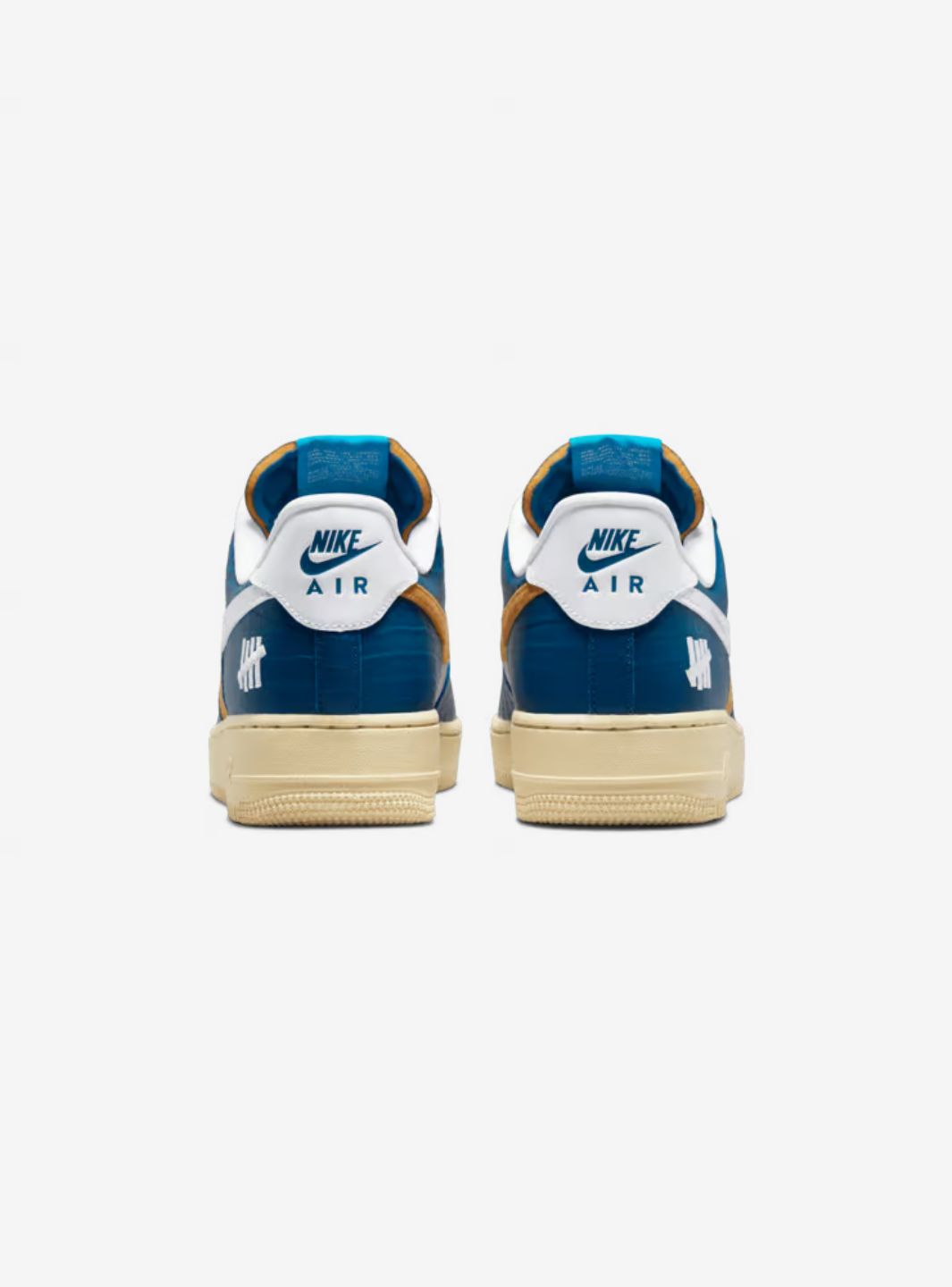 Nike Air Force 1 Low Undefeated 5 On It Blue Yellow Croc sneakers basse uomo e donna pelle blu giallo, vista dall'alto