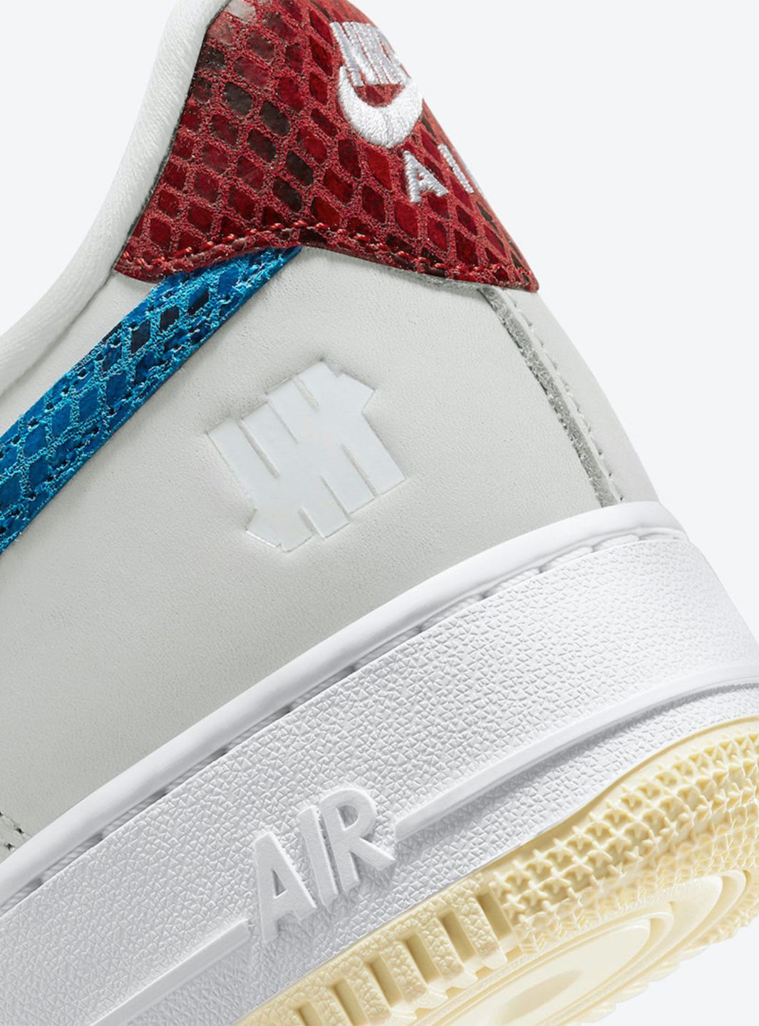 Nike Air Force 1 Low Undefeated 5 On It Dunk vs. AF1 sneakers basse uomo e donna pelle multicolore, dettaglio tomaia