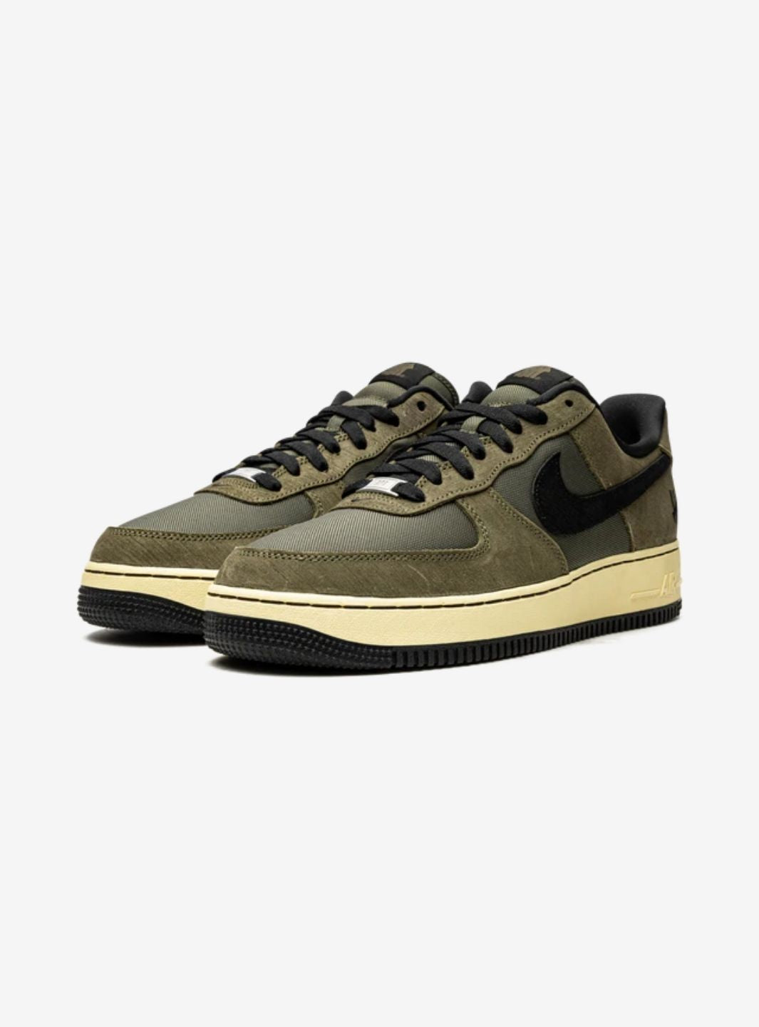 Nike Air Force 1 Low Undefeated Ballistic Dunk vs. AF1 sneakers basse uomo e donna pelle nero verde, vista frontale