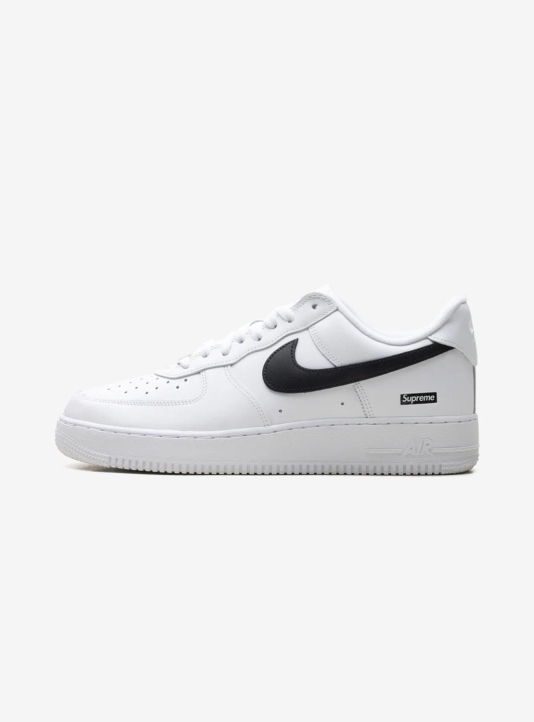 Nike Air Force 1 Low Supreme White Black sneakers basse uomo e donna pelle bianco nero, vista laterale