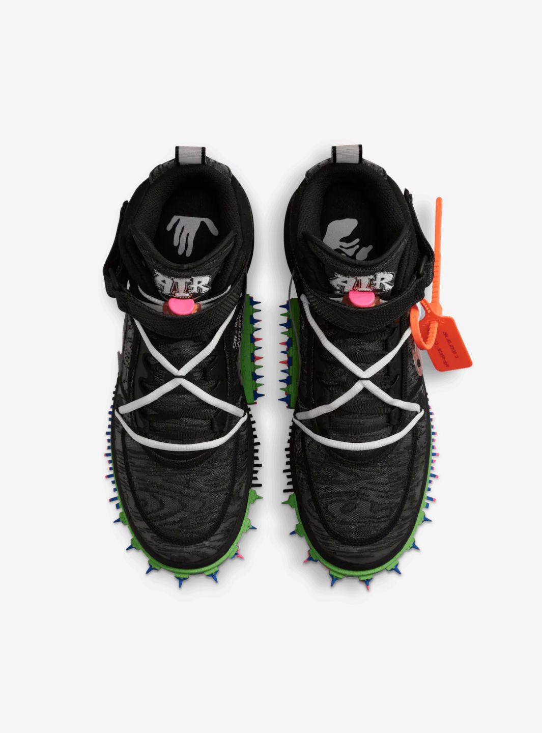 Nike Air Force 1 Mid Off-White Black sneakers alte uomo e donna pelle bianco nero, dettaglio tomaia