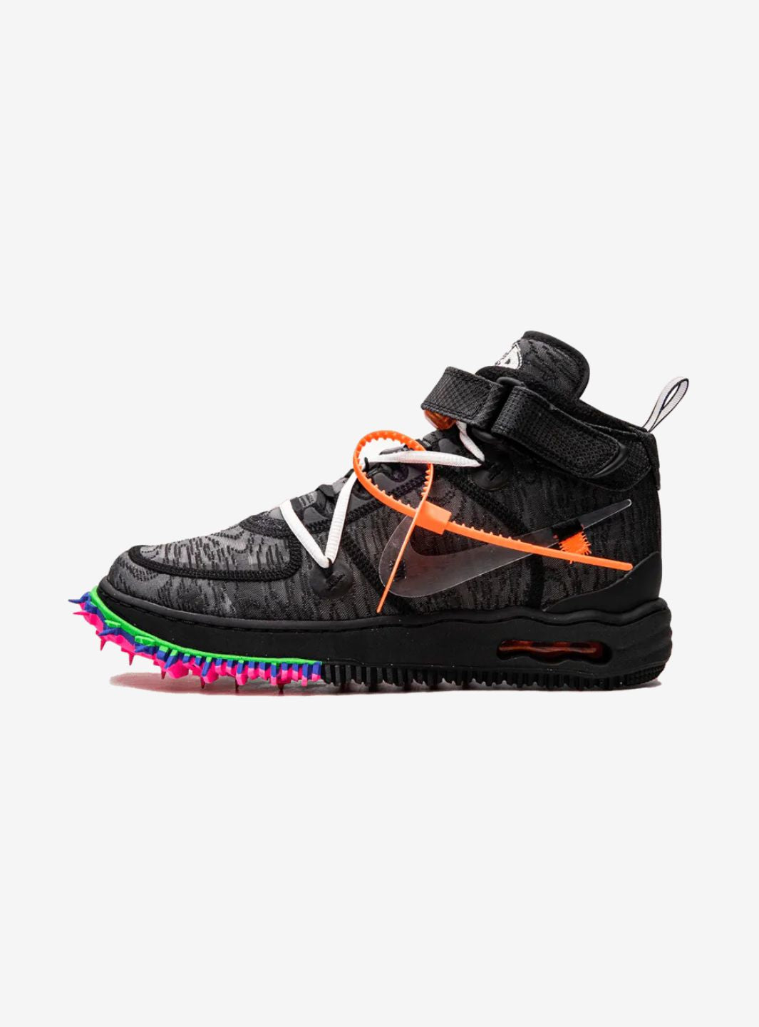 Nike Air Force 1 Mid Off-White Black sneakers alte uomo e donna pelle bianco nero, vista laterale