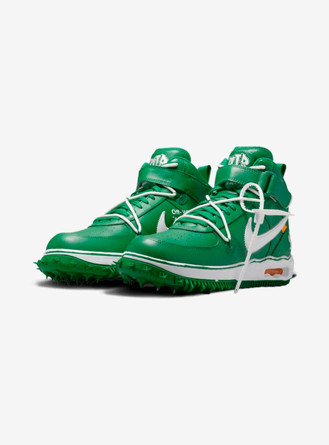 Nike Air Force 1 Mid Off-White Pine Green sneakers alte uomo e donna pelle bianco verde, vista frontale