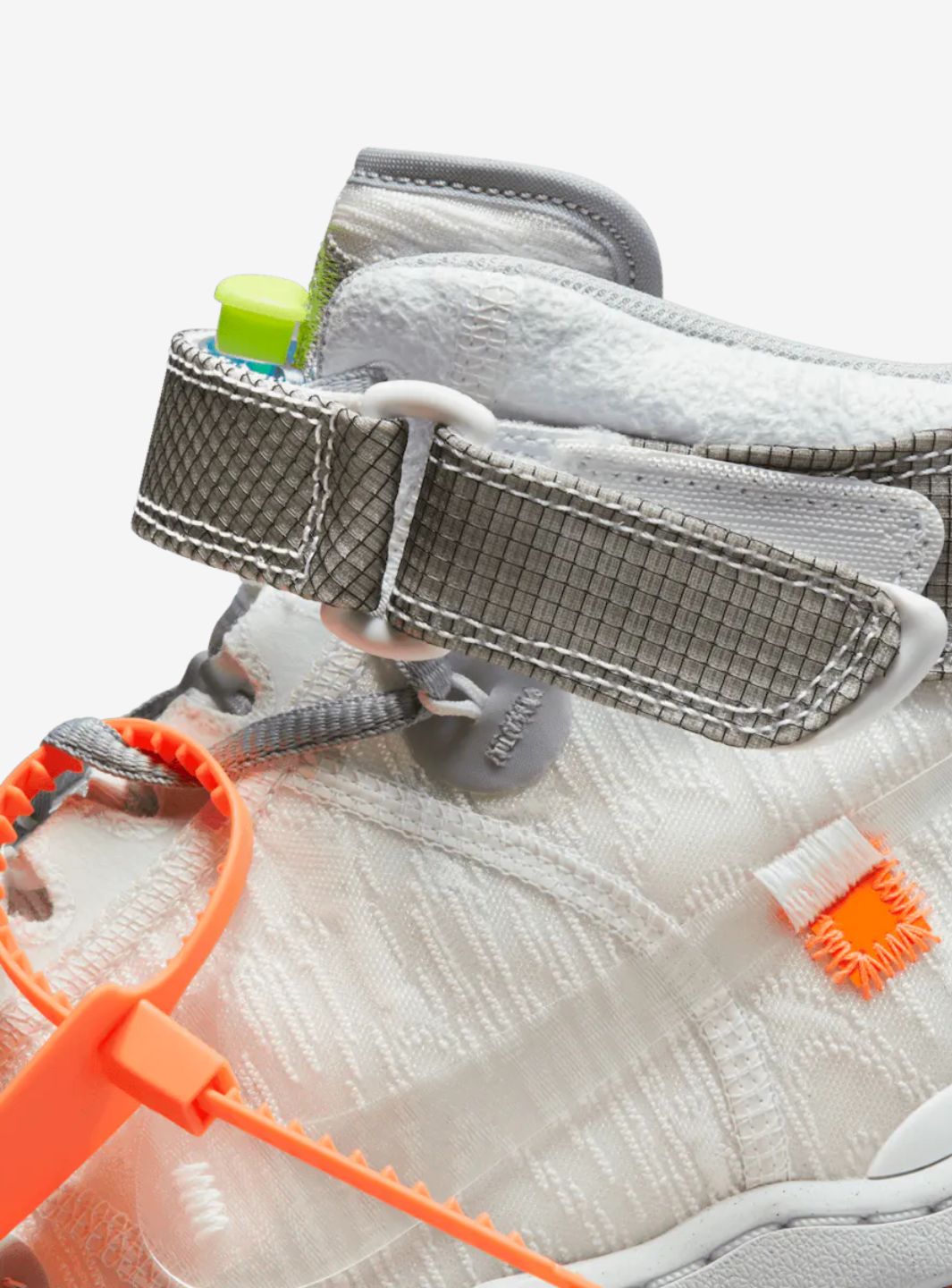 Nike Air Force 1 Mid Off-White White sneakers alte uomo e donna pelle bianco, dettaglio suola