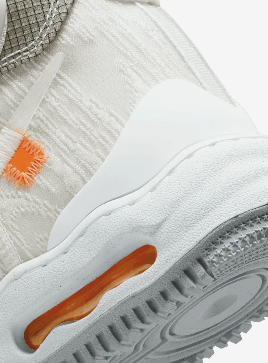 Nike Air Force 1 Mid Off-White White sneakers alte uomo e donna pelle bianco, dettaglio tallone