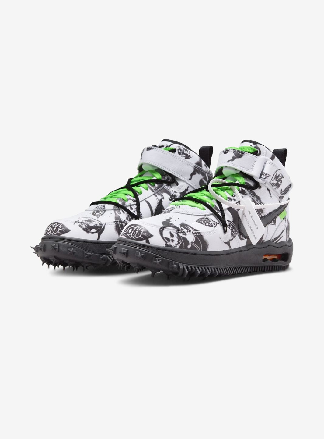 Nike Air Force 1 Mid Off-White Grim Reaper sneakers alte uomo e donna pelle bianco, vista frontale