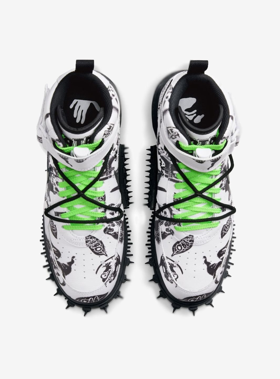 Nike Air Force 1 Mid Off-White Grim Reaper sneakers alte uomo e donna pelle bianco, vista posteriore