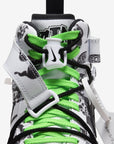 Nike Air Force 1 Mid Off-White Grim Reaper sneakers alte uomo e donna pelle bianco, dettaglio tomaia