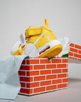 Nike Air Force 1 Mid Off-White Varsity Maize sneakers alte uomo e donna pelle bianco giallo, dettaglio tallone