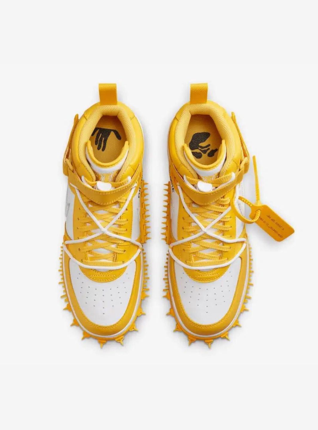 Nike Air Force 1 Mid Off-White Varsity Maize sneakers alte uomo e donna pelle bianco giallo, dettaglio tomaia