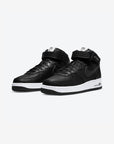 Nike Air Force 1 Mid Stussy Black White sneakers alte uomo e donna pelle bianco nero, vista frontale