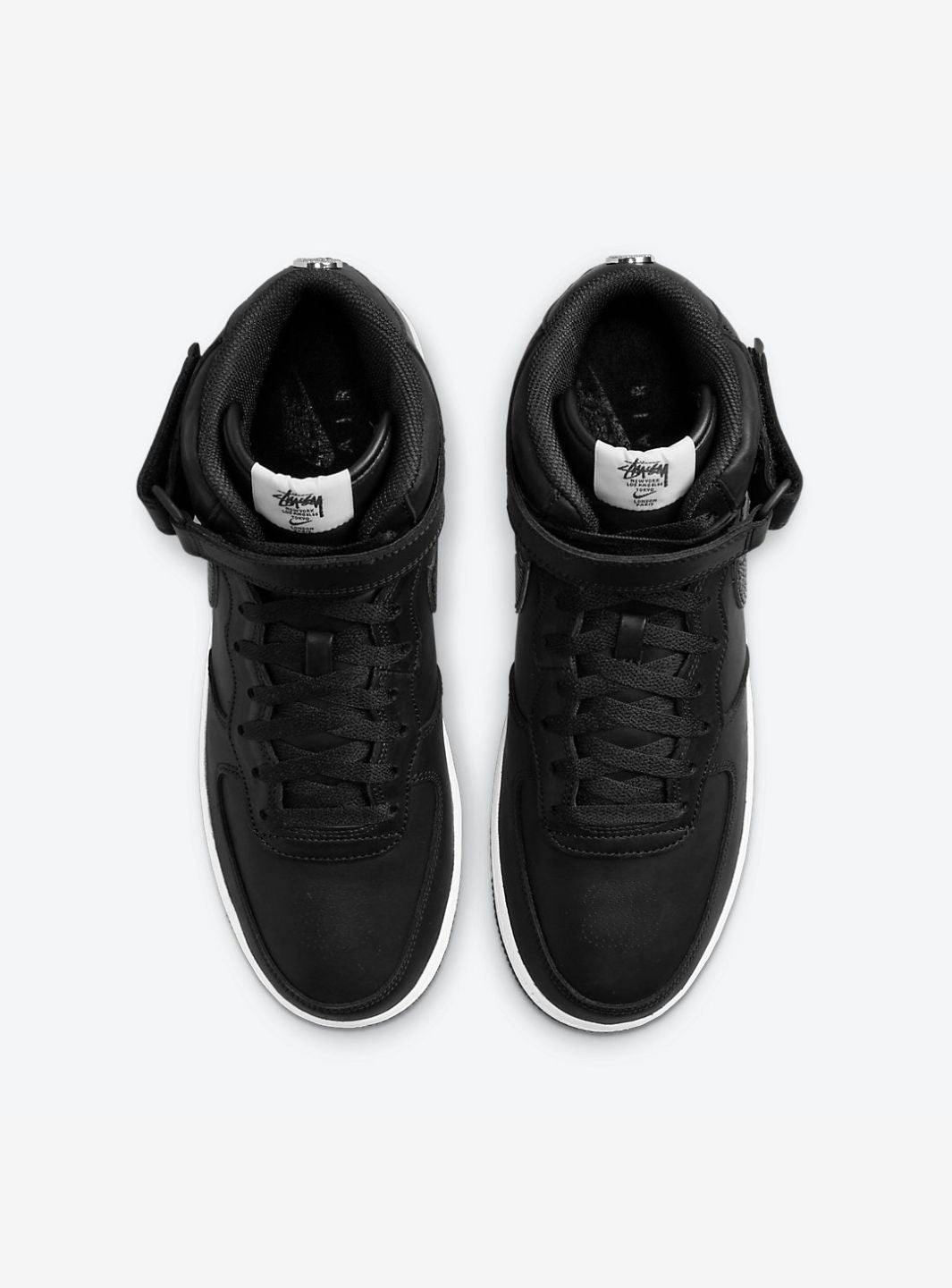 Nike Air Force 1 Mid Stussy Black White sneakers alte uomo e donna pelle bianco nero, vista posteriore