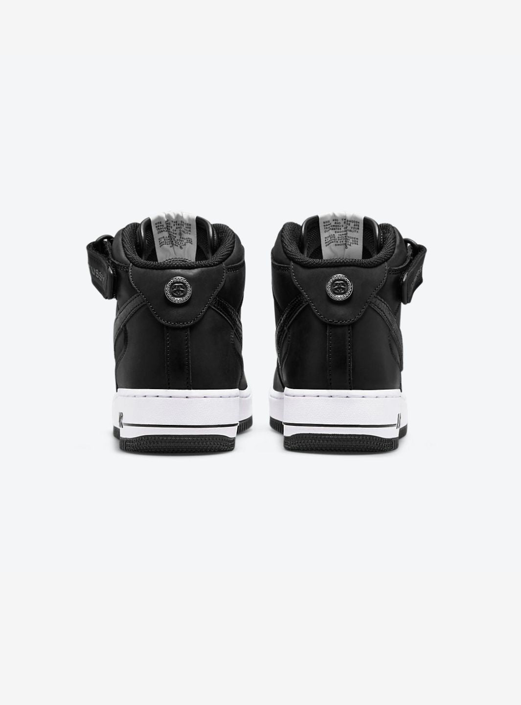 Nike Air Force 1 Mid Stussy Black White sneakers alte uomo e donna pelle bianco nero, vista dall'alto