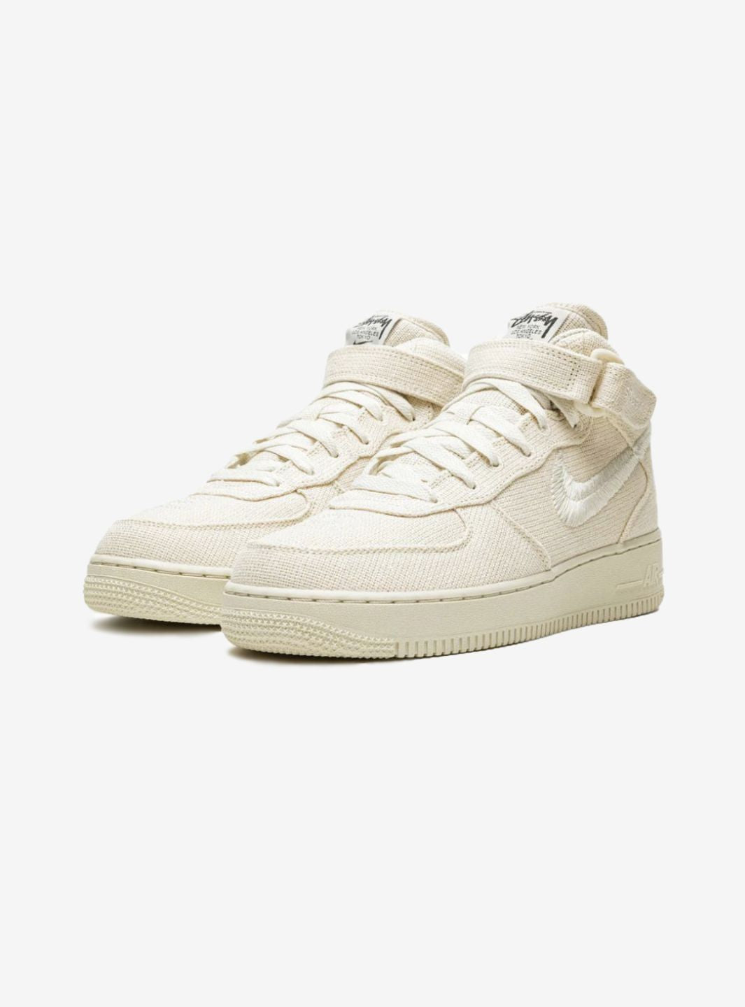 Nike Air Force 1 Mid Stussy Fossil sneakers alte uomo e donna pelle multicolore, vista frontale