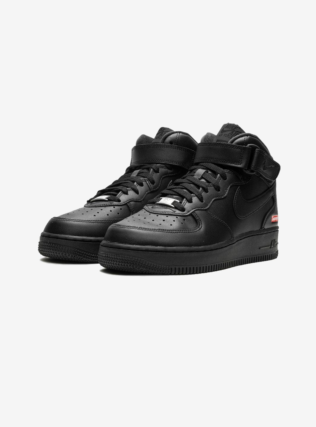Nike Air Force 1 Mid Supreme Black sneakers alte uomo e donna pelle nero, vista frontale