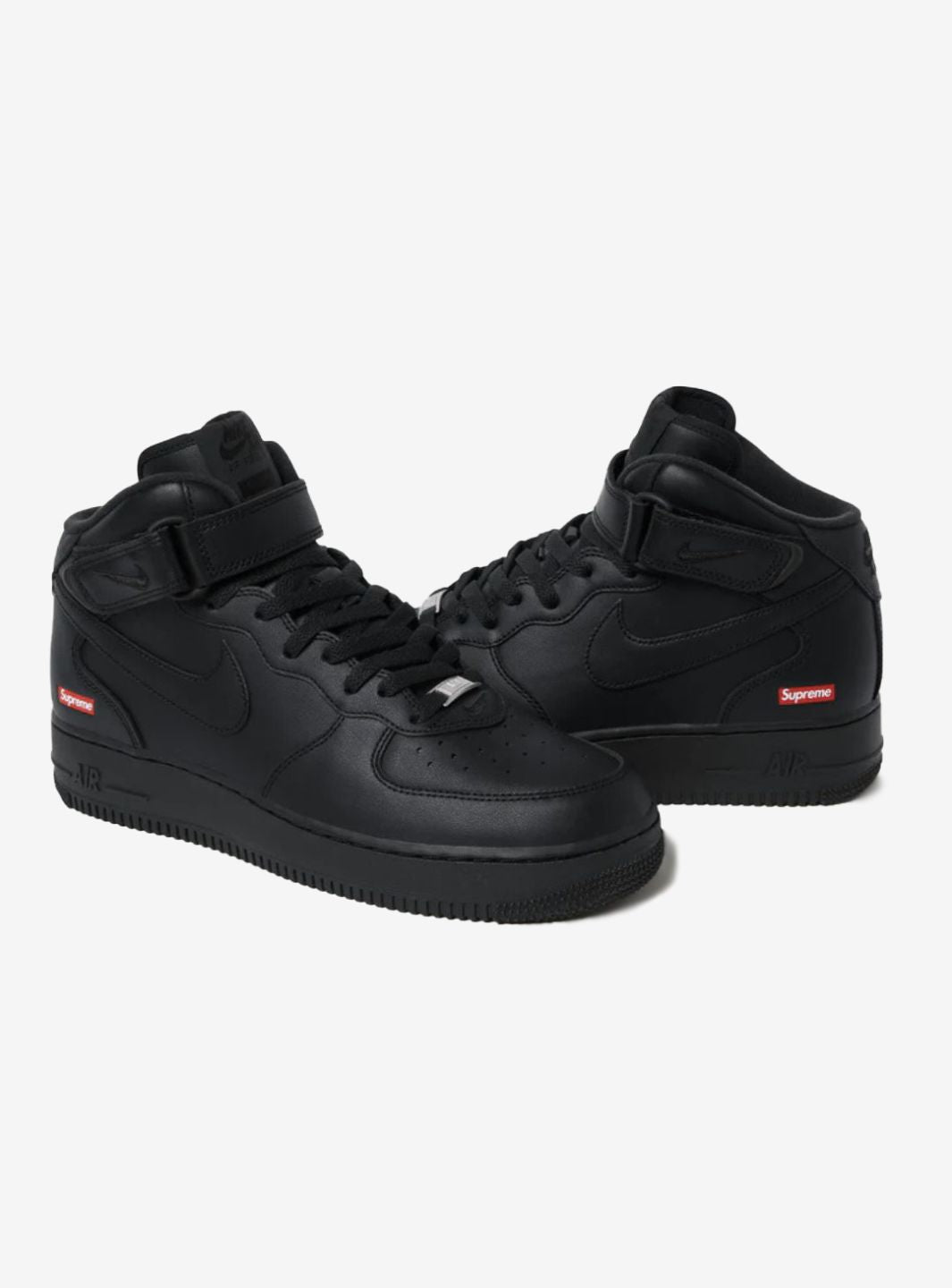 Nike Air Force 1 Mid Supreme Black sneakers alte uomo e donna pelle nero, dettaglio tomaia
