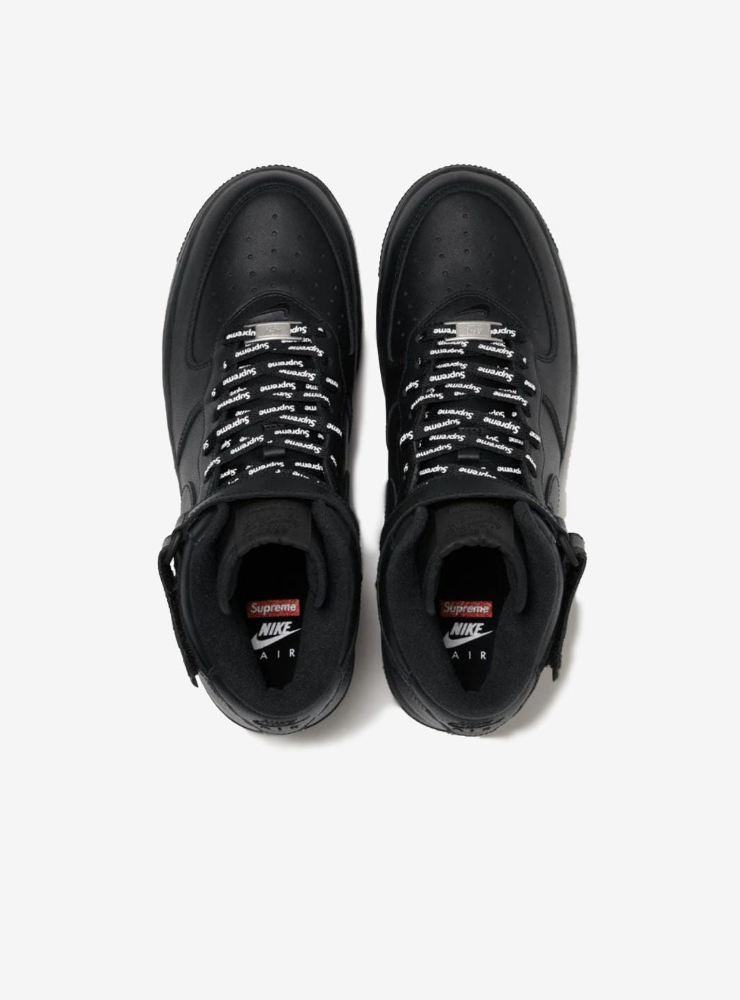Nike Air Force 1 Mid Supreme Black sneakers alte uomo e donna pelle nero, vista dall'alto