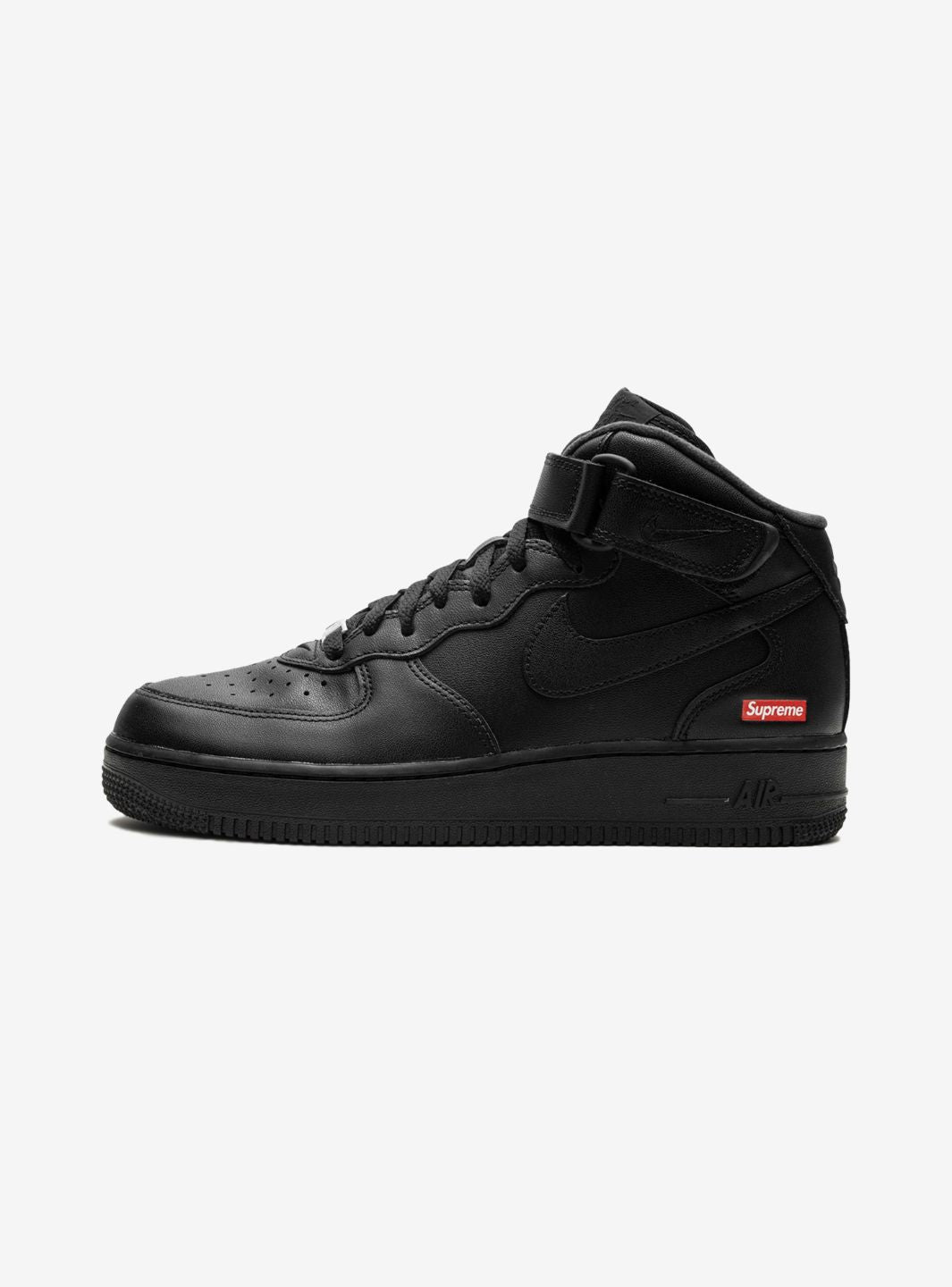 Nike Air Force 1 Mid Supreme Black sneakers alte uomo e donna pelle nero, vista laterale
