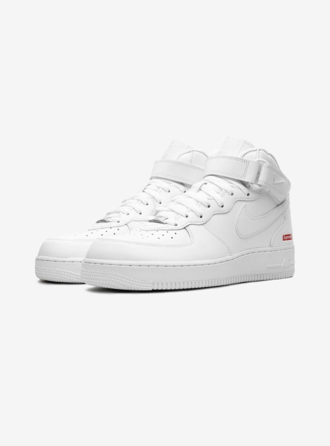 Nike Air Force 1 Mid Supreme White sneakers alte uomo e donna pelle bianco, vista frontale