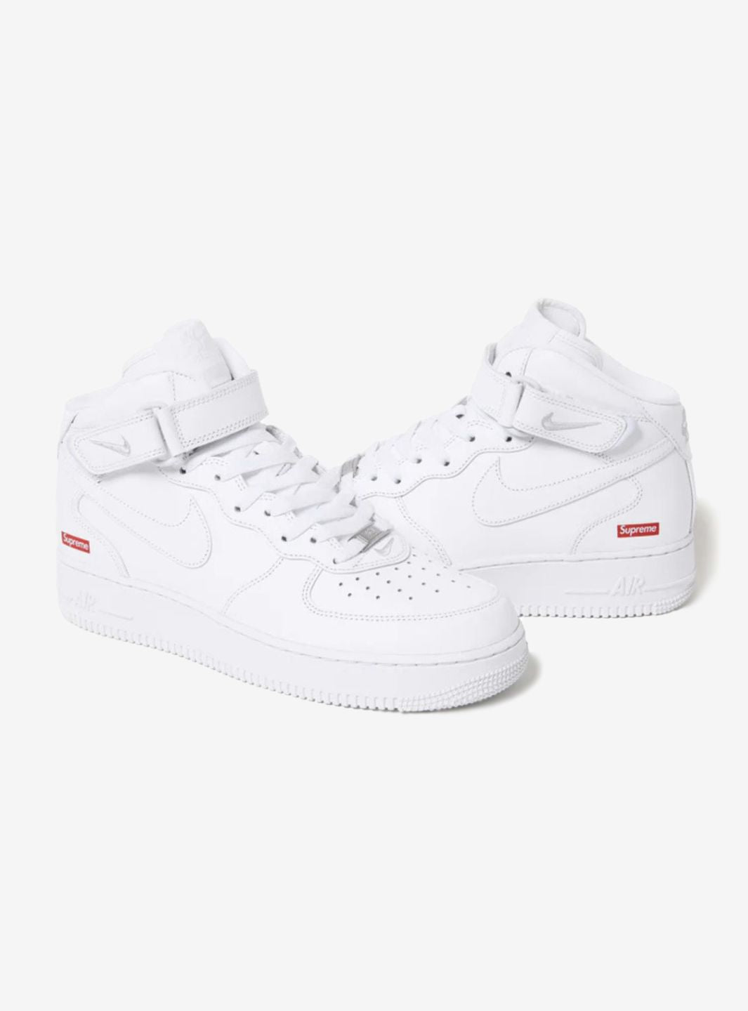 Nike Air Force 1 Mid Supreme White sneakers alte uomo e donna pelle bianco, dettaglio tomaia