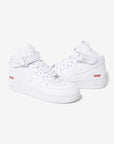 Nike Air Force 1 Mid Supreme White sneakers alte uomo e donna pelle bianco, dettaglio tomaia