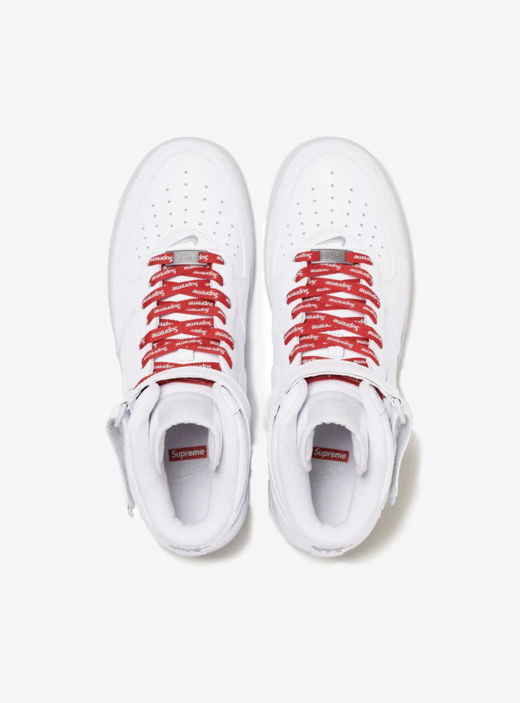 Nike Air Force 1 Mid Supreme White sneakers alte uomo e donna pelle bianco, vista dall'alto