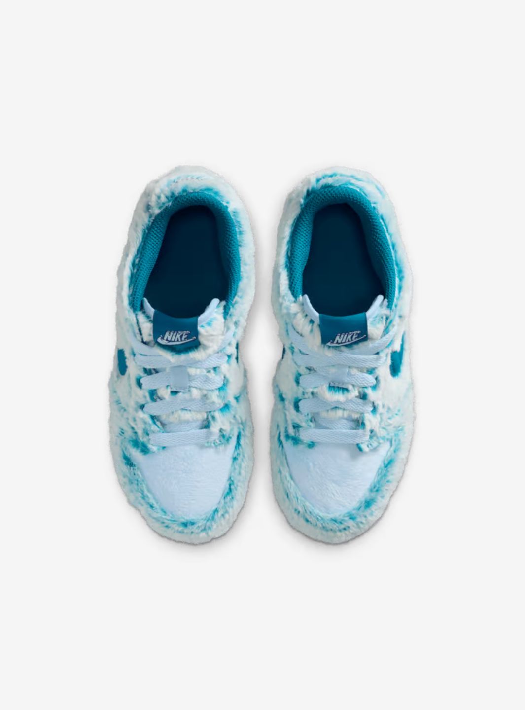 Nike Dunk Low Abominable Snowman sneakers basse bambino in pelle blu verde, vista posteriore