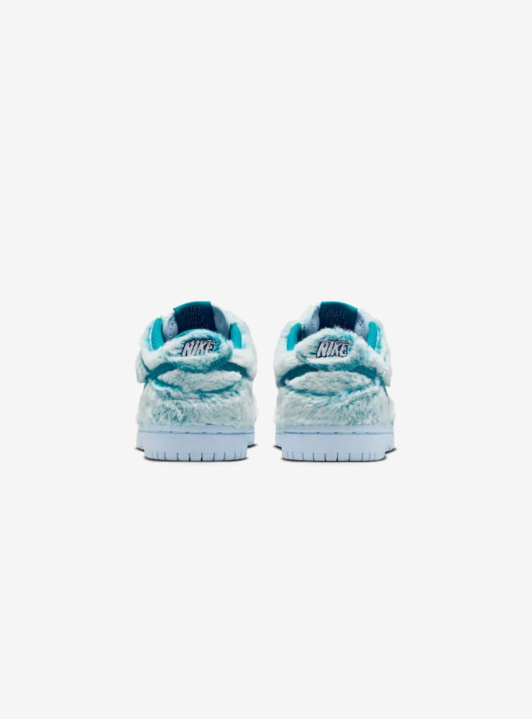 Nike Dunk Low Abominable Snowman sneakers basse bambino in pelle blu verde, vista dall'alto