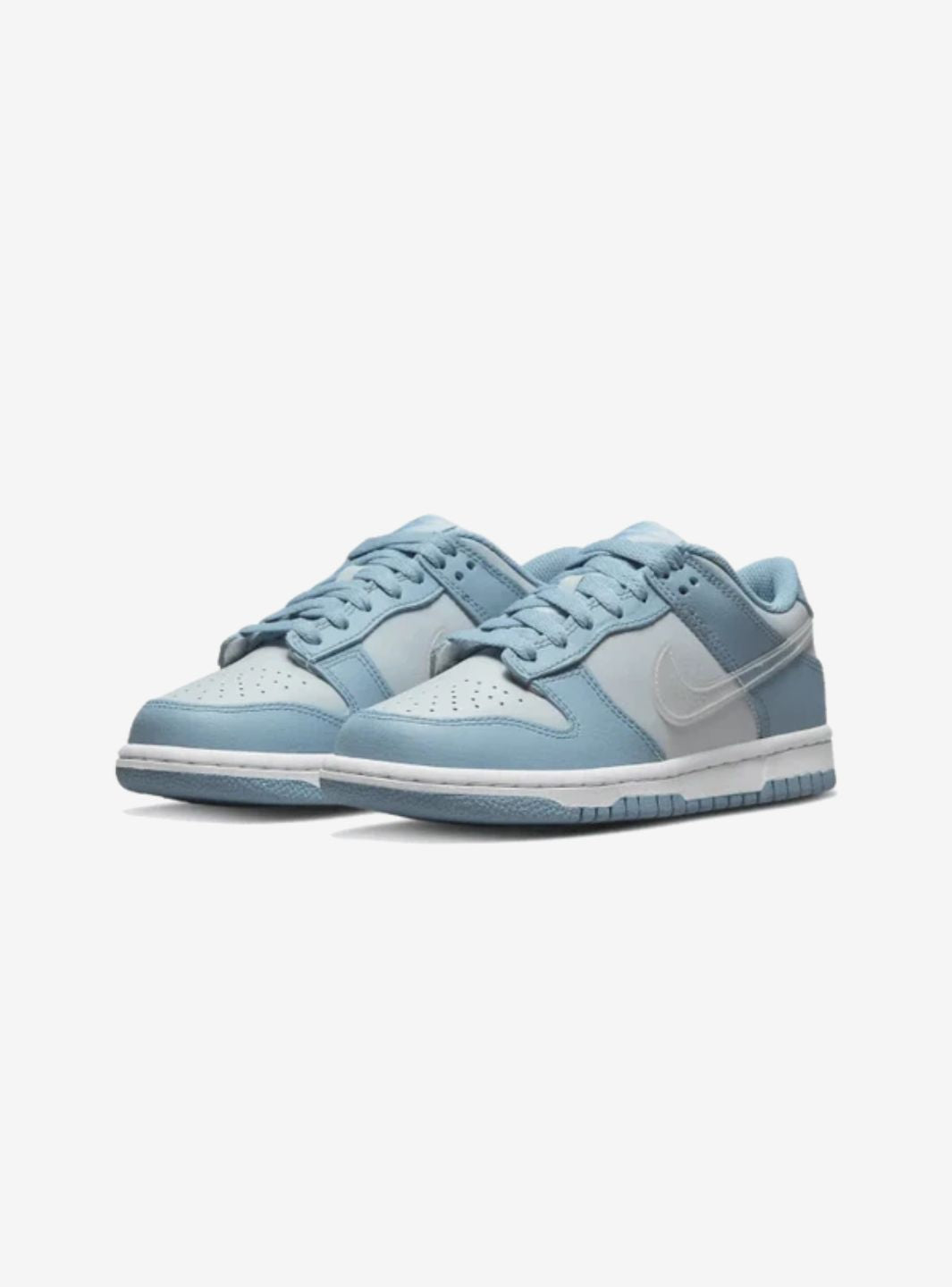 Nike Dunk Low Clear Blue Swoosh sneakers basse bambino in pelle blu, vista frontale