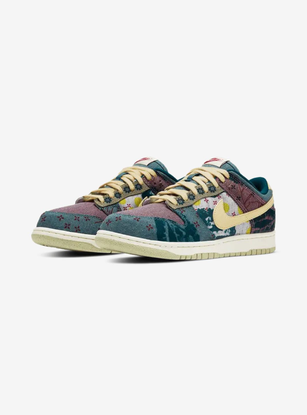 Nike Dunk Low Community Garden sneakers basse uomo e donna in pelle multicolore, vista frontale